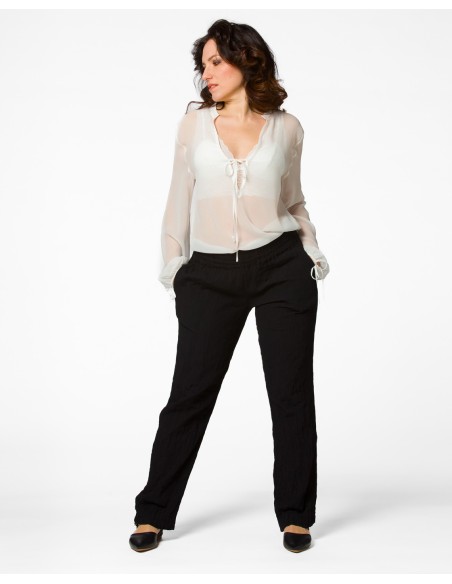BLUSA SCOLLO A V IN PURA SETA CHIFFON "SIBILLA"