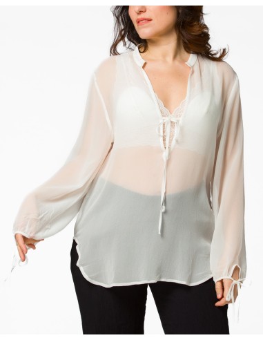BLUSA SCOLLO A V IN PURA SETA CHIFFON "SIBILLA"