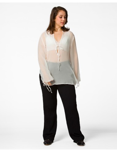 BLUSA SCOLLO A V IN PURA SETA CHIFFON "SIBILLA"