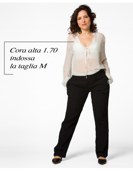 BLUSA SCOLLO A V IN PURA SETA CHIFFON "SIBILLA"