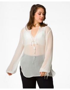 BLUSA SCOLLO A V IN PURA SETA CHIFFON "SIBILLA" 2