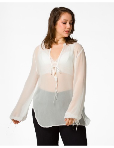 BLUSA SCOLLO A V IN PURA SETA CHIFFON "SIBILLA"