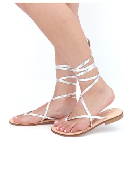 SANDALO CAPRESE INFRADITO DONNA IN PELLE E CUOIO "AFRODITE"
