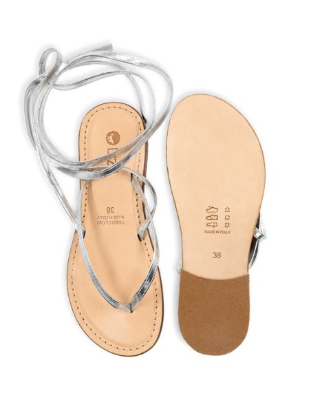 SANDALO CAPRESE INFRADITO DONNA IN PELLE E CUOIO "AFRODITE"