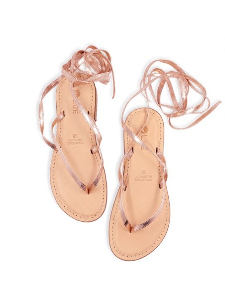 SANDALO CAPRESE INFRADITO DONNA IN PELLE E CUOIO "AFRODITE"