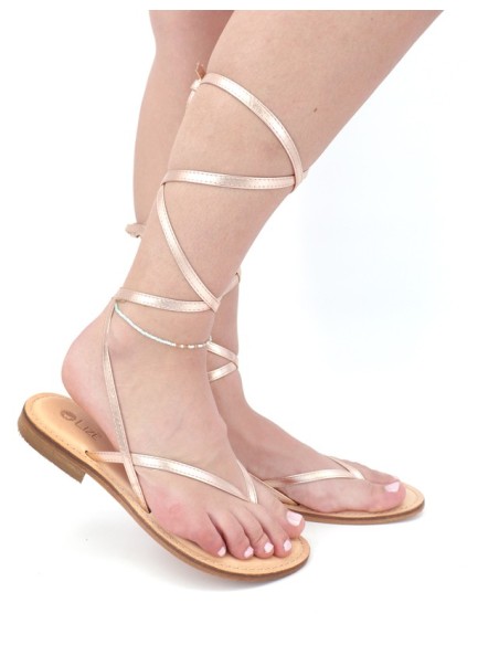 SANDALO CAPRESE INFRADITO DONNA IN PELLE E CUOIO "AFRODITE"