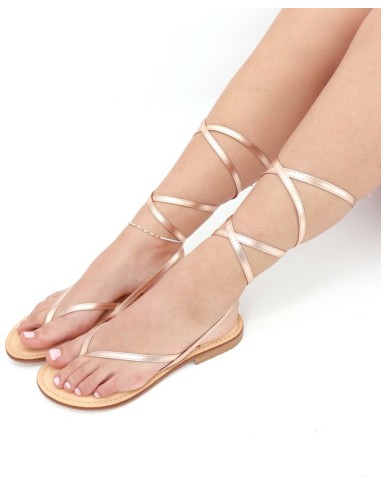 SANDALO CAPRESE INFRADITO DONNA IN PELLE E CUOIO "AFRODITE"
