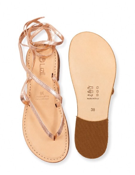 SANDALO CAPRESE INFRADITO DONNA IN PELLE E CUOIO "AFRODITE"