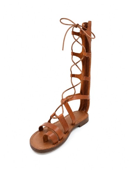 SANDALO CAPRESE DONNA IN PELLE E CUOIO "ARES"