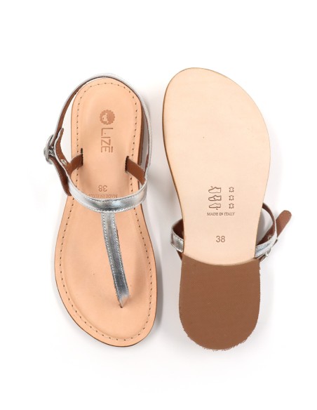 SANDALO CAPRESE INFRADITO DONNA IN PELLE E CUOIO "ERA"