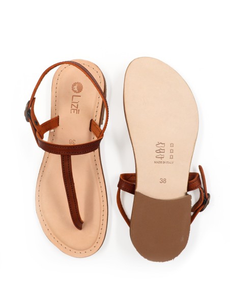 SANDALO CAPRESE INFRADITO DONNA IN PELLE E CUOIO "ERA"