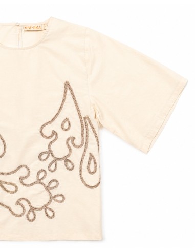 BLUSA A MANICHE CORTE IN 100% COTONE BIOLOGICO "CARARA"