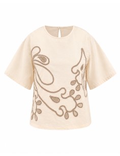 BLUSA A MANICHE CORTE IN 100% COTONE BIOLOGICO "CARARA"