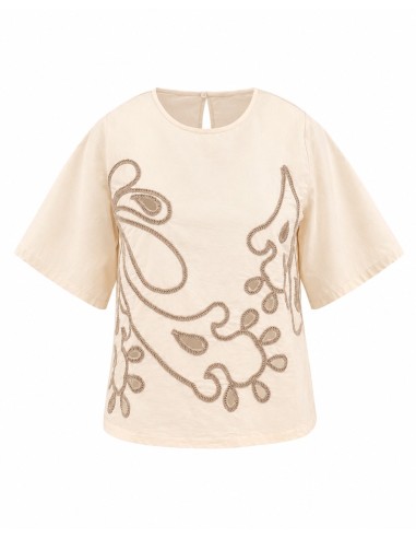 BLUSA A MANICHE CORTE IN 100% COTONE BIOLOGICO "CARARA"